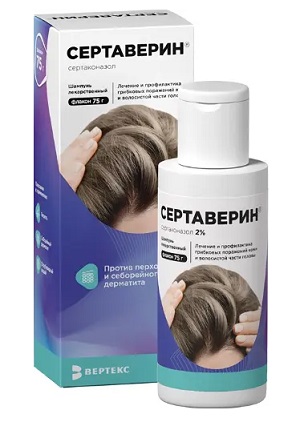 Сертаверин, шампунь лекарственный 2% 75мл Сертаверин, шампунь лекарственный 2% 75мл