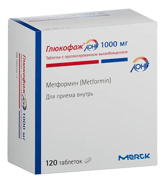 Глюкофаж Лонг, таблетки с пролонгированным высвобождением 1000 мг, 120 шт