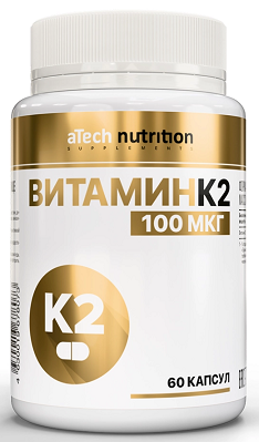 Atech Nutrition (Атех Нутришн) Витамин К2, капсулы массой 450мг 60шт БАД