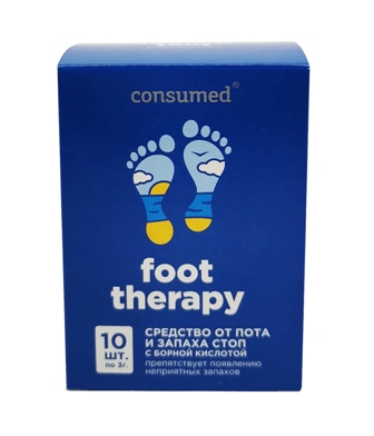 Купить фут терапи foot therapy средство для стоп от пота и запаха консумед (consumed), пакетики 3г, 10 шт в Городце