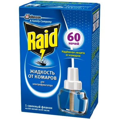 Купить рейд (raid) жидкость для фумигатора 60 ночей в Городце