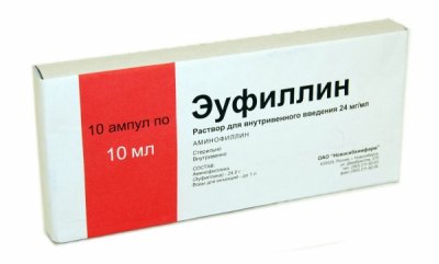Купить эуфиллин, раствор для внутривенного введения 24мг/мл, ампулы 10мл, 10 шт в Городце