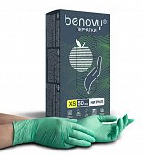 Купить перчатки benovy смотровые нитриловые нестерильные неопудренные текстурные на пальцах размер xs, 100 шт, зеленые в Городце