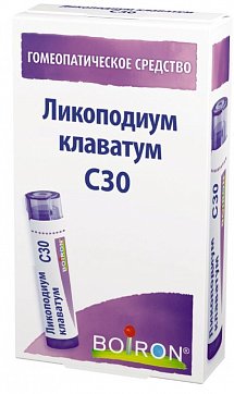Ликоподиум клаватум С30, гомеопатический монокомпонентный препарат растительного происхождения, гранулы гомеопатические 4 гр 