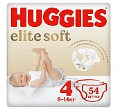 Купить huggies elitesoft (хаггис) подгузники 4, 8-14кг, 54 шт в Городце