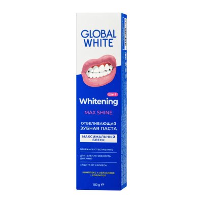 Купить глобал вайт (global white) зубная паста отбеливающая max shine, 100г в Городце