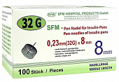 Купить иглы sfm для для инсулиновых инжекторов (пен ручек) 32g (0,23мм х 8мм) 100 шт в Городце
