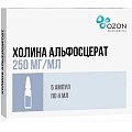 Купить холина альфосцерат, раствор для внутривенного и внутримышечного введения 250мг/мл, ампулы 4мл, 5 шт в Городце