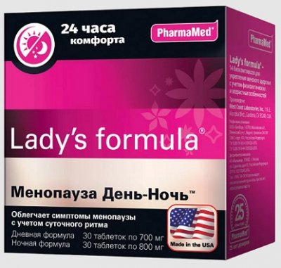 Купить lady's formula (леди-с формула) менопауза день-ночь, таблетки, 30 шт+30шт бад в Городце