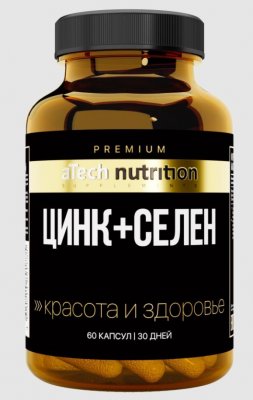 Купить atech nutrition premium (атех нутришн премиум) цинк+селен, капсулы 500мг 60 шт. бад в Городце