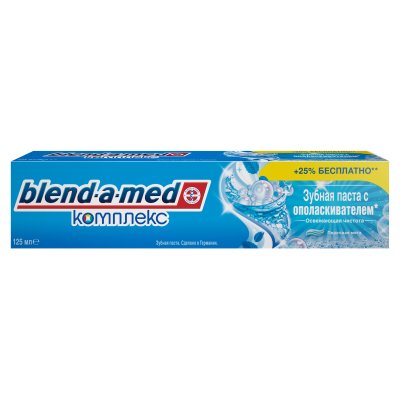 Купить бленд-а-мед (blend a med) зубная паста с ополаскивателем освежающая чистота перечная мята 125мл в Городце