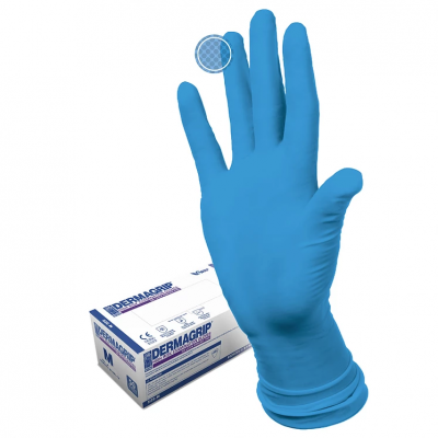 Купить перчатки dermagrip high risk powder free, сверхпрочные синие, размер l, 50 шт в Городце
