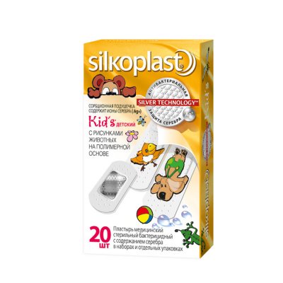 Купить силкопласт (silkoplast) kid's пластырь стерильный бактерицидный гипоаллергенный, 20 шт в Городце
