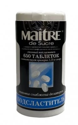 Купить maitre de sucre (мэтр де сукре) подсластитель столовый, таблетки 650шт в Городце