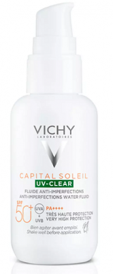 Купить vichy capital soleil (виши) флюид для лица невесомый солнцезащитный против несовершенств uv-clear spf50+, 40 мл в Городце