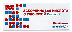 Купить аскорбиновая к-та с глюкозой мелиген, таблетки массой 1г 30шт бад в Городце