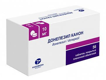 Донепезил Канон, таблетки, покрытые пленочной оболочкой 10 мг 56 шт