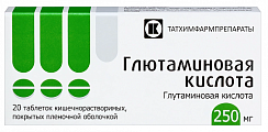 Купить глутаминовая кислота, таблетки, покрытые оболочкой 250мг, 20 шт в Городце