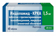 Купить индапамид-крка, таблетки с пролонгированным высвобождением, покрытые пленочной оболочкой 1,5мг, 60 шт в Городце