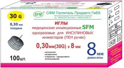 Купить иглы sfm для для инсулиновых инжекторов (пен ручек) 30g (0,30мм х 8мм) 100 шт в Городце