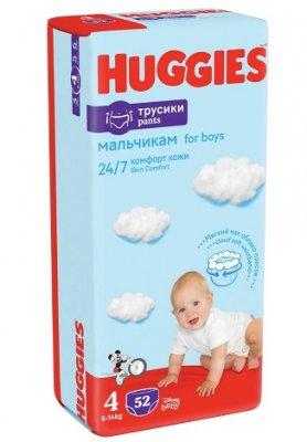 Купить huggies (хаггис) трусики 4 для мальчиков, 9-14кг 52 шт в Городце