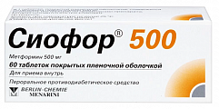 Купить сиофор 500, таблетки, покрытые пленочной оболочкой 500мг, 60 шт в Городце