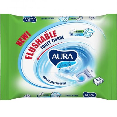 Купить aura (аура) бумага туалетная влажная family 42шт в Городце