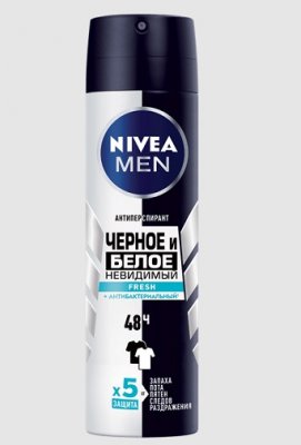 Купить nivea (нивея) для мужчин дезодорант спрей невидимый черное, белое fresh, 150мл в Городце