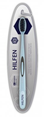 Купить хелфен (hilfen) зубная щетка средней жесткости черная щетина голубая, 1шт в Городце