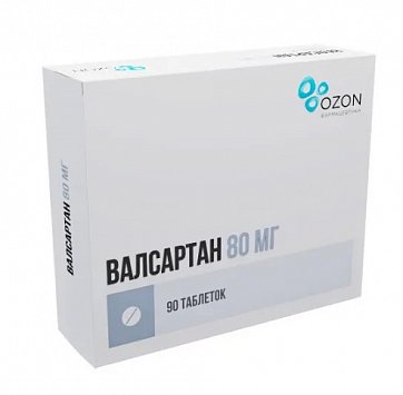 Валсартан, таблетки, покрытые пленочной оболочкой 80мг, 90 шт