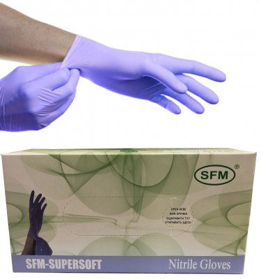 Купить перчатки sfm смотровые нестерильные нитриловые неопудрен текстурир размер l, 100 пар, фиолетовые в Городце