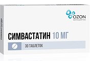 Купить симвастатин-озон, таблетки, покрытые пленочной оболочкой 10мг, 30 шт в Городце