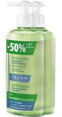 Купить дюкре экстра-ду (ducray extra-doux) шампунь защитный для частого применения 400мл 2шт (-50% на второй продукт) в Городце
