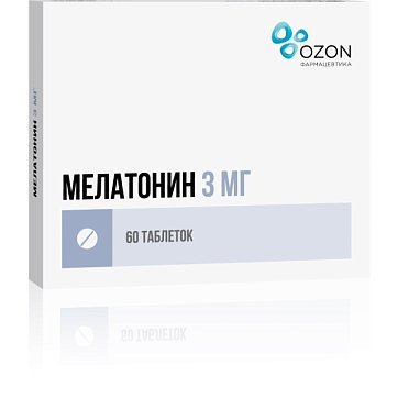 Мелатонин, таблетки, покрытые пленочной оболочкой 3мг, 60 шт