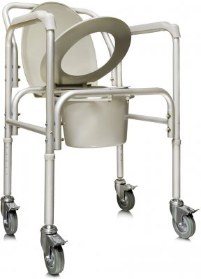 Купить кресло-туалет алюминевое со спинкой, с колесами amcb6809 в Городце