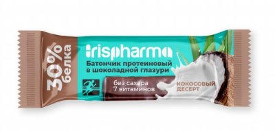 Купить ирисфарма (irispharma) батончик протеиновый 30% кокосовый десерт в шоколадной глазури, 40г бад в Городце