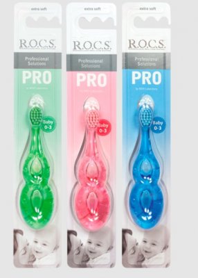 Купить рокс (r.o.c.s.) зубная щетка r.o.c.s.pro baby для детей от 0 до 3 лет, 1 шт. в Городце