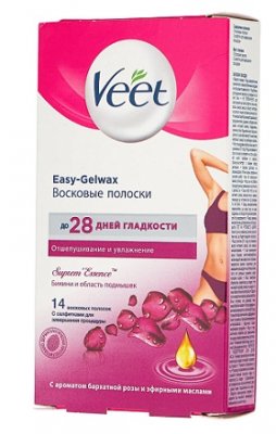 Купить veet easy-gelwax (вит) восковые полоски для депиляции для бикини с ароматом бархатной розы, 14шт в Городце