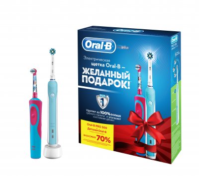 Купить oral-b (орал-би) набор: электрических зубных щеток, pro 500/d16513u+stages power frozen d12513k в Городце