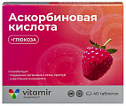 Купить витамир аскорбиновая кислота с глюкозой, таблетки жевательные массой 0,6 г со вкусом малины 40шт бад в Городце