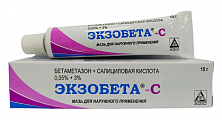 Купить экзобета-с, мазь для наружного применения 0,05%+3%, туба 15г в Городце