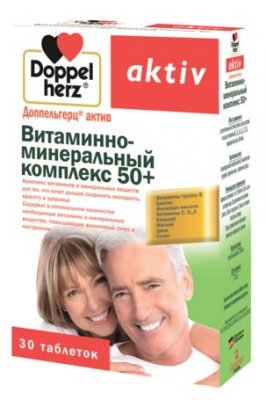 Купить doppelherz activ (доппельгерц) витаминно-минеральный комплекс 50+, таблетки, 30 шт бад в Городце
