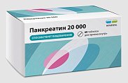 Купить панкреатин 20000, таблетки кишечнорастворимые, покрытые пленочной оболочкой 20000ед, 60 шт в Городце