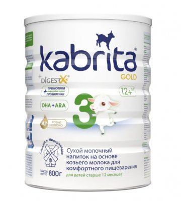 Купить kabrita gold 3 (кабрита) смесь на козьем молоке для детей старше 12 месяцев, 800г в Городце