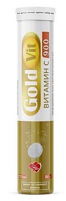 Купить gold vit (голд вит) витамин с 900, таблетки шипучие 4г, 20 шт бад в Городце