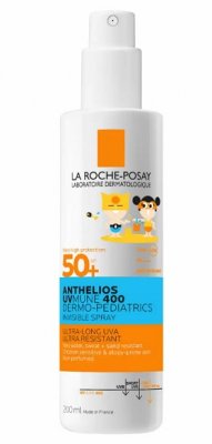 Купить la roche-posay anthelios uvmune 400 (ля рош позе) дермо-педиатрикс спрей для лица и тела для детей 200мл spf50+ в Городце