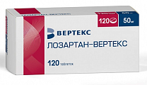 Купить лозартан-вертекс, таблетки покрытые пленочной оболочкой 50 мг, 120 шт в Городце