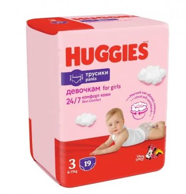 Купить huggies (хаггис) трусики-подгузники 3 для девочек 7-11кг 19шт в Городце