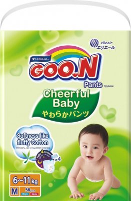 Купить goo.n (гуун) подгузники-трусики cheerful baby m 6-11кг 58 шт в Городце
