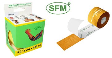 Лента (Тейп) кинезиологическая SFM-Plaster на хлопковой основе 5см х 5м желтый